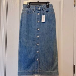 Banana Republic Light Wash Button Front A-Line Denim Midi Skirt NWT Size 2